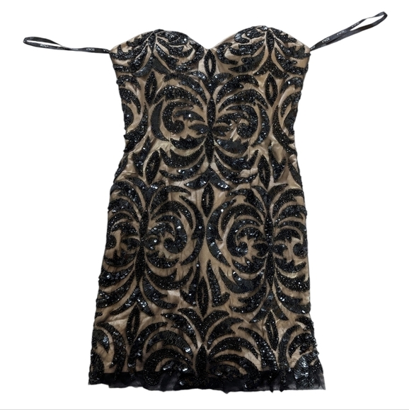 Scala mini beaded strapless black dress sz 10 NWT - Picture 3 of 12